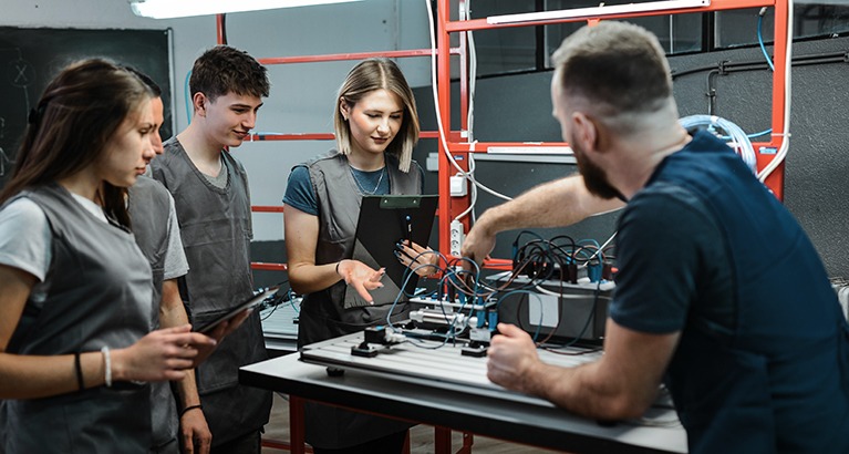 Engineering students participating in a technical training workshop.